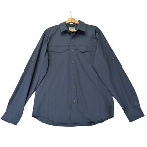 33,000ft Mens Long Sleeve Hiking Shirt Blue Stretch Ripstop Button Up M 24SF0462